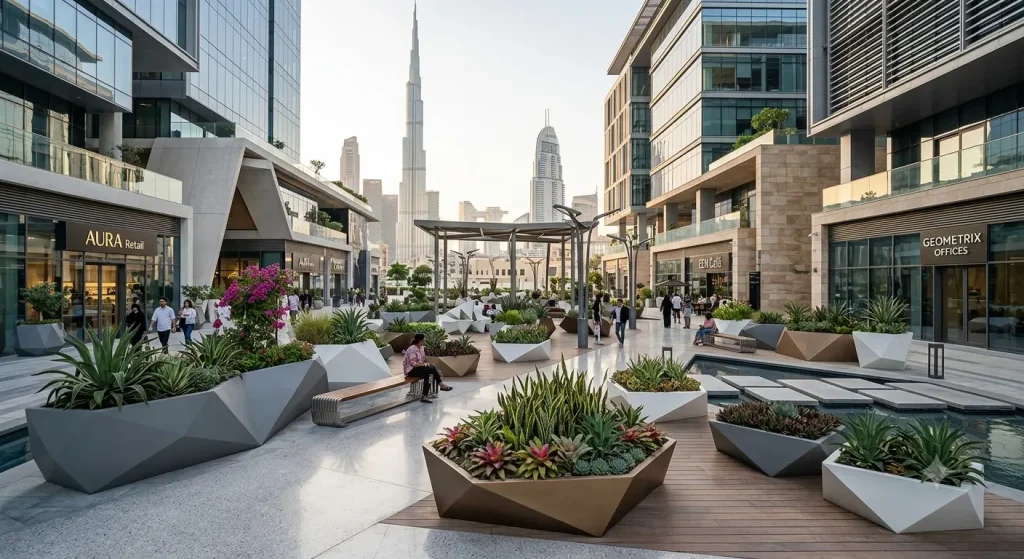 Custom planters Dubai commercial design