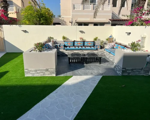 Landscape Design 2 Outdoor seating area with landscaping and greenery, Dubai villa project by MasterMaint