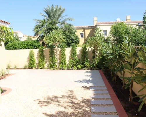 Landscape Design 19 Shaded pergola and outdoor lounge area in a Dubai villa landscape design